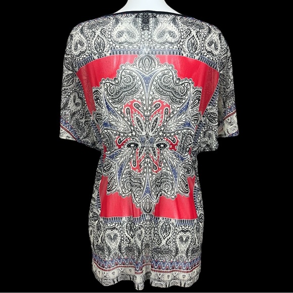 Alfani Semi Sheer Nylon Mesh Paisley Studded Elastic Waist Tunic Large - Picture 5 of 9